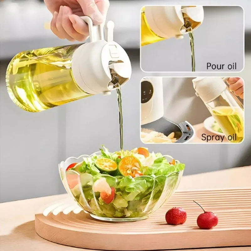 Bouteille distributrice d'huile avec poignée, verseur d'huile d'olive étanche pour la cuisson, bec anti-goutte, contrôle de versement facile, accessoires de cuisine