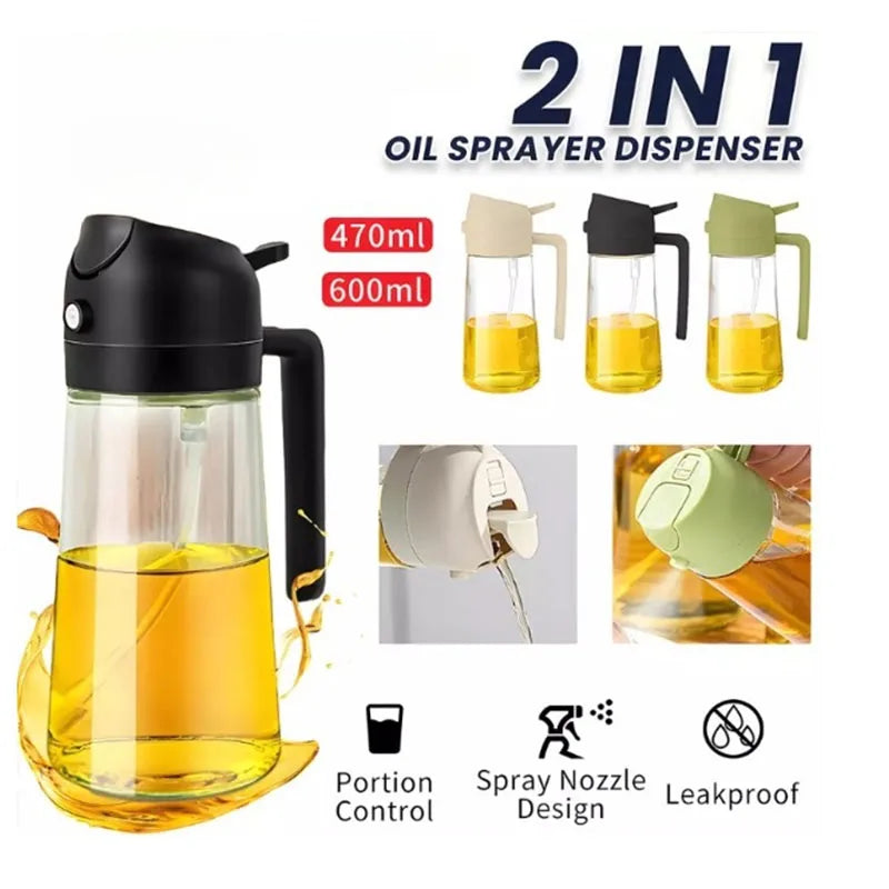 Bouteille distributrice d'huile avec poignée, verseur d'huile d'olive étanche pour la cuisson, bec anti-goutte, contrôle de versement facile, accessoires de cuisine